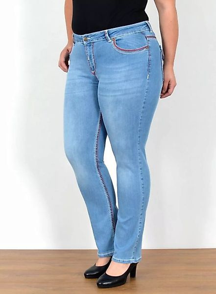 ESRA Straight-Jeans FJ755 High Waist Jeans Damen Straight Fit mit dicker Na günstig online kaufen