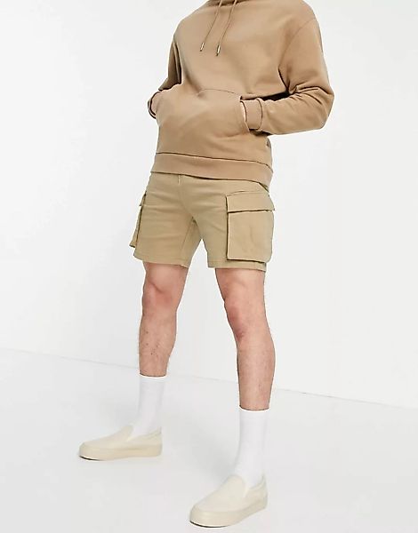 Pull&Bear – Cargo-Shorts in Beige-Neutral günstig online kaufen