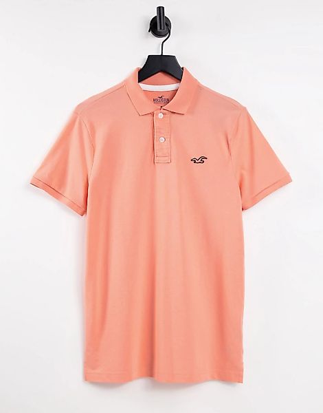 Hollister – Core – Pikee-Polohemd in Orange mit Markenlogo günstig online kaufen