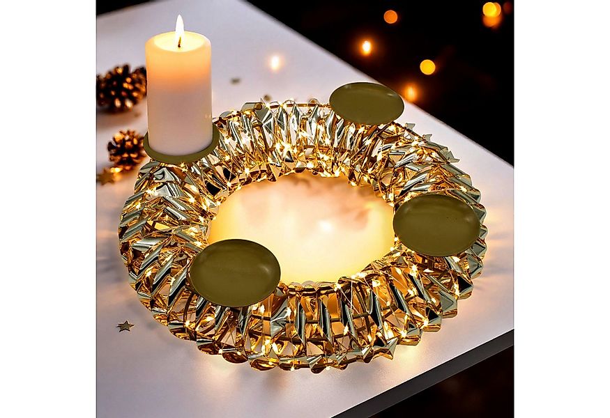 Spetebo Adventskranz gold 250 LED mit Timer und Fernbedienung - 32 cm -mit günstig online kaufen