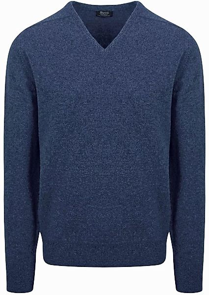 William Lockie Pullover Lamwolle V-Ausschnitt Indigo Blau - Größe XXL günstig online kaufen