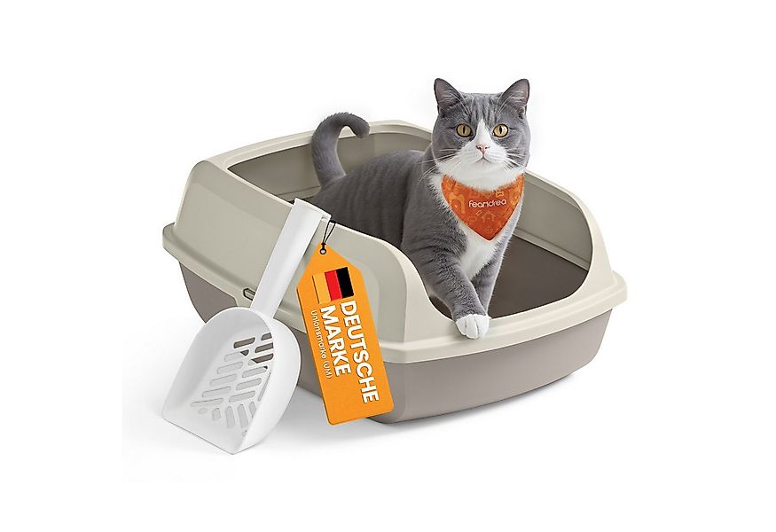 FEANDREA Katzentoilette, Katzenklo mit hohen Seitenwänden, offene Katzentoi günstig online kaufen