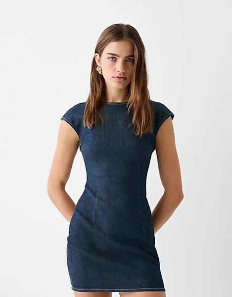 Bershka Kurzärmeliges Mini-Jeanskleid Damen M Blau günstig online kaufen