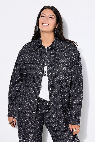 Studio Untold Hemdbluse Hemd oversized Pailletten Jeanslook günstig online kaufen