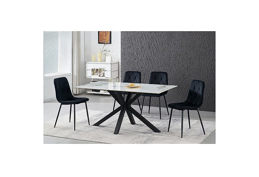 HTI-Living Esszimmerstuhl Stuhl Mesa Eco 2er-Set Velvet Schwarz (Stück, 2 S günstig online kaufen