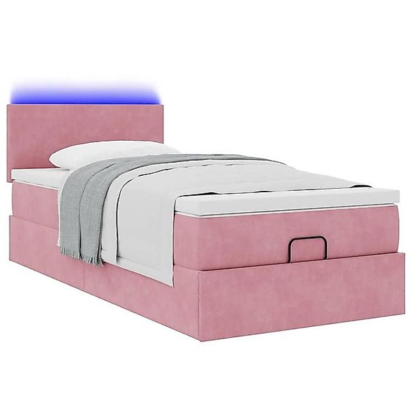 vidaXL Bett Ottoman-Bett mit Matratze & LEDs Rosa 100x200 cm Samt günstig online kaufen