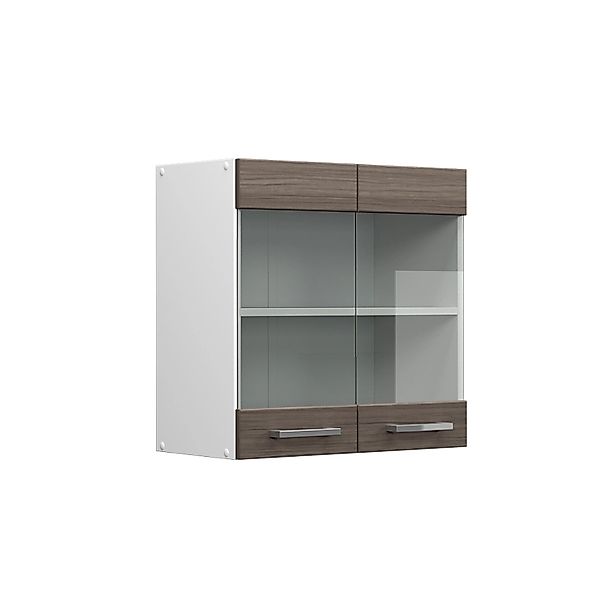 Vicco Küchenglasschrank R-Line Glashängeschrank Grau/Weiß 60 cm günstig online kaufen