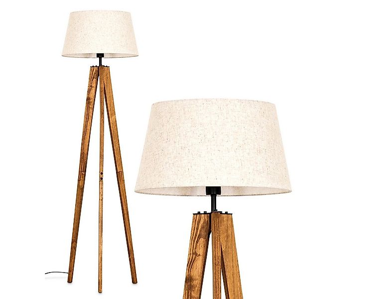 hofstein Stehlampe Stehlampe aus Holz/Metall/Stoff in Naturfarben/Schwarz/B günstig online kaufen