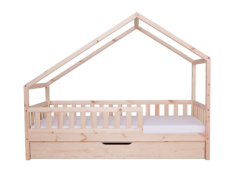 Ticaa Hausbett Lou mit Rausfallschutz und Zusatzbett, aus Kiefer, - Hausbet günstig online kaufen