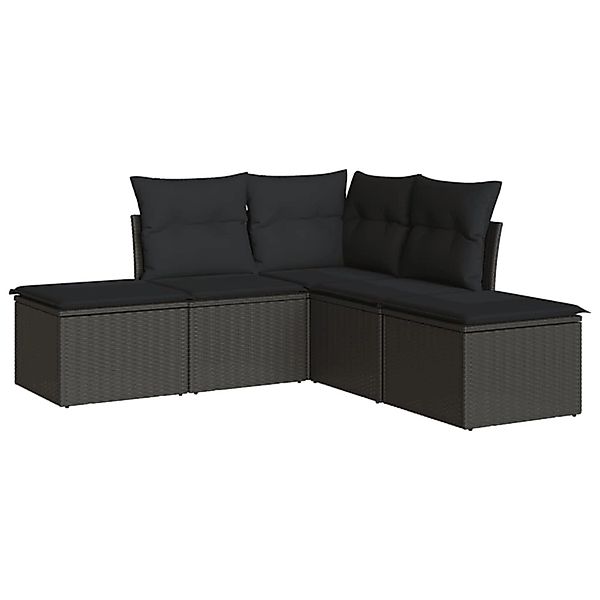 vidaXL 5-tlg Garten-Sofagarnitur mit Kissen Schwarz Poly Rattan Modell 47 günstig online kaufen