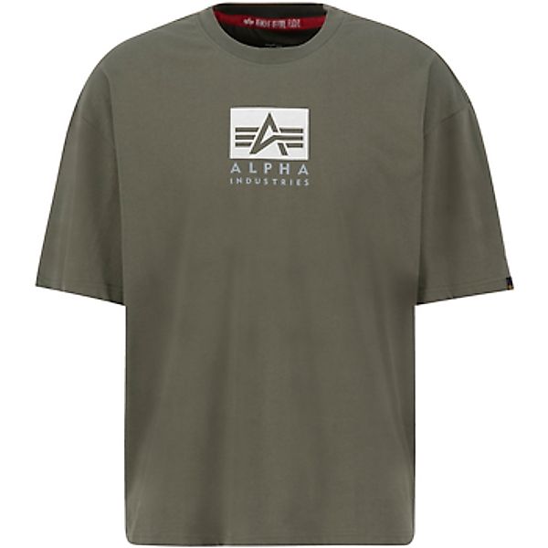 Alpha Industries  T-Shirts & Poloshirts Satin Logo T-Shirt - dark olive günstig online kaufen