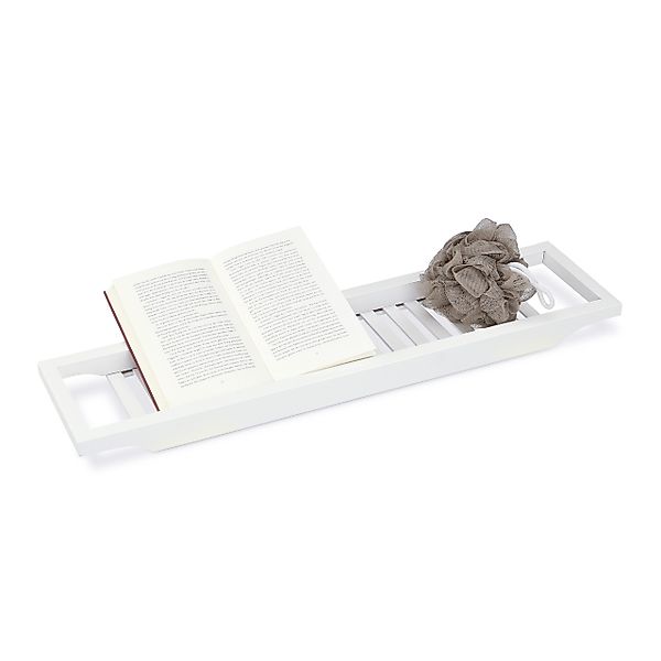 relaxdays Badewannenablage Bambus weiß lackiert günstig online kaufen