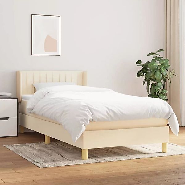 Vidaxl Boxspringbett Mit Matratze Creme 80x200 Cm Stoff günstig online kaufen