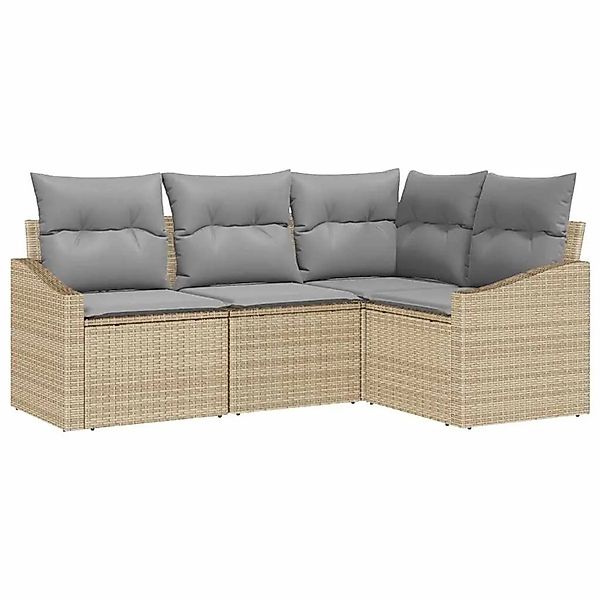 vidaXL Gartensofa-Set mit Kissen 4 Stk Beige und Hellgrau Poly-Rattan 33553 günstig online kaufen