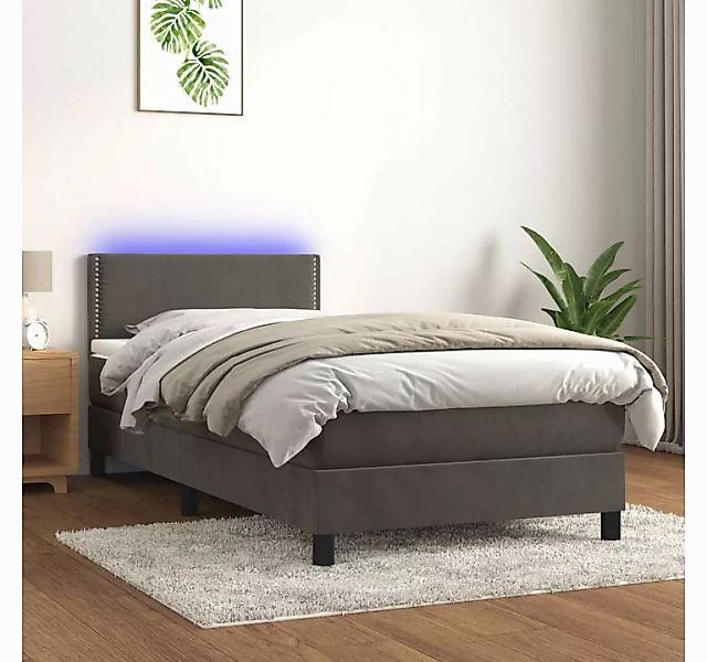 vidaXL Boxspringbett Boxspringbett mit Matratze LED Dunkelgrau 90x200 cm Sa günstig online kaufen