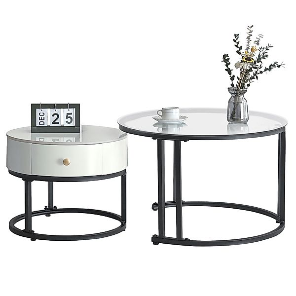OKWISH Couchtisch (2er Set mit Glasplatte günstig online kaufen