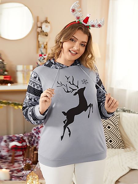 YOINS Plus Größe Tier Kapuzen Design Langarm Sweatshirt günstig online kaufen