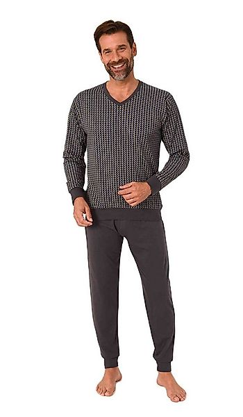 Normann Pyjama Normann Herren Schlafanzug langarm mit Bündchen und V-Hals günstig online kaufen