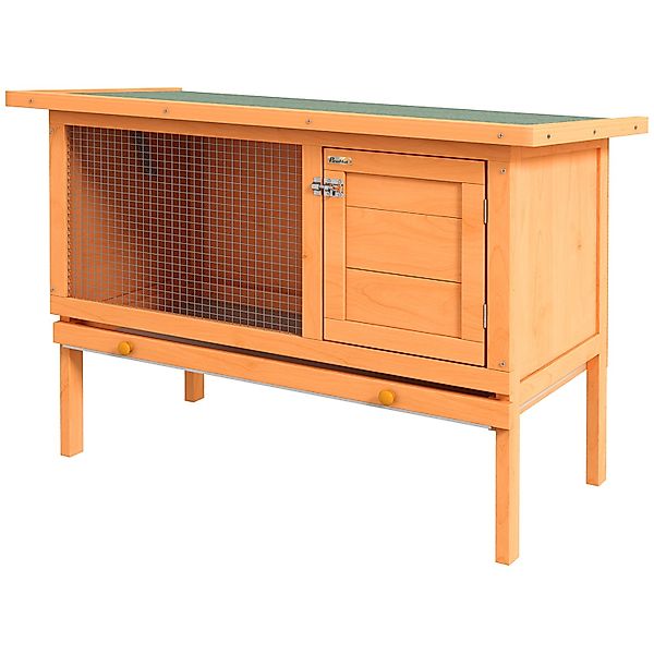 PawHut Kaninchenstall Tannenholz Metall Natur 90cm x 45cm x 65cm günstig online kaufen