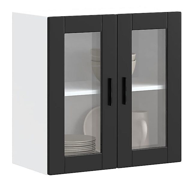 vidaXL Schrankmodule Küchen-Hängeschrank mit Glastür Porto Schwarz günstig online kaufen