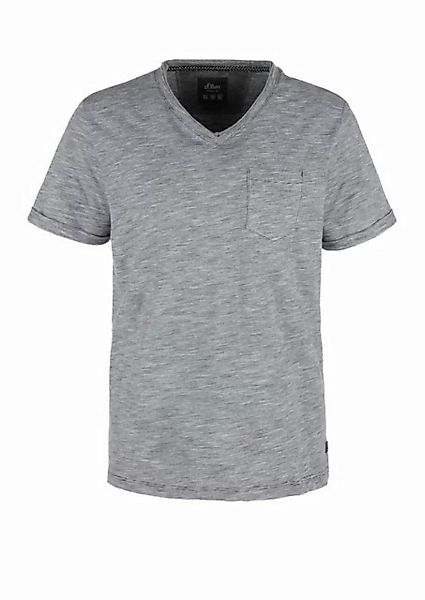 s.Oliver T-Shirt (1-tlg) mit V-Neck, fein gestreift, Ärmel mit Umschlag günstig online kaufen