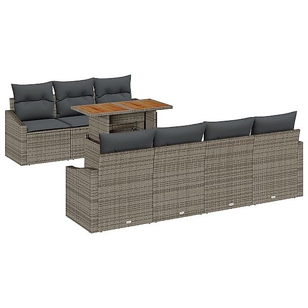 vidaXL Loungesofa 8-teiliges Garten Sofa Set mit Kissen Grau Poly Rattan, 8 günstig online kaufen