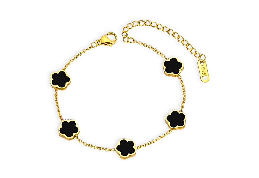 Felino Armband Blume Kleeblatt Glück Liebe Armkette Gold Schwarz Damen Frau günstig online kaufen