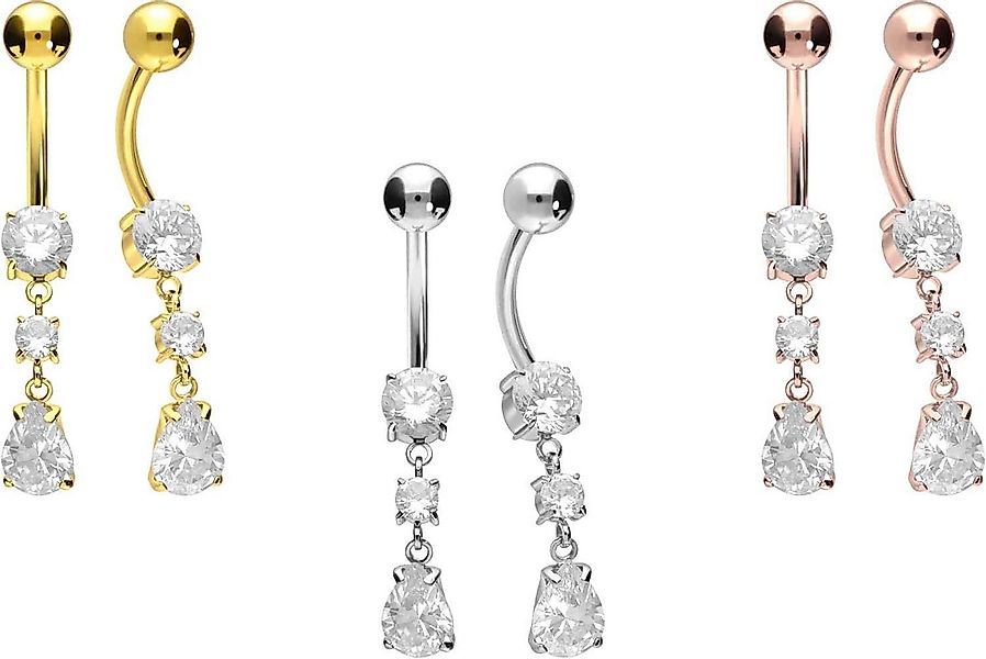 PIERCINGLINE Bauchnabelpiercing Titan Bananabell mit Innengewinde KRISTALLE günstig online kaufen