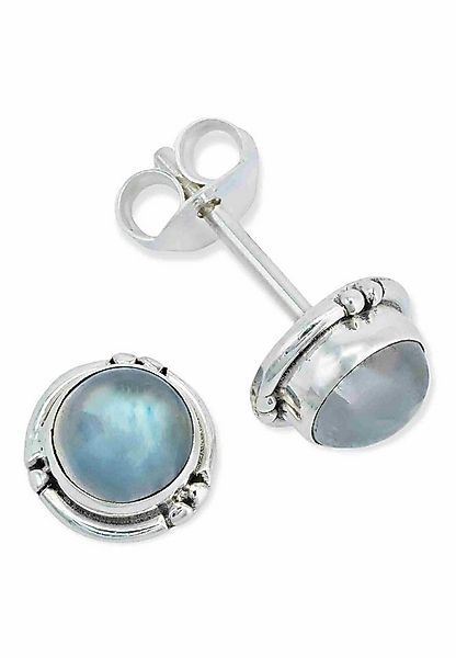 mantraroma Paar Ohrstecker LITANG aus 925 Silber mit Regenbogen Mondstein ( günstig online kaufen