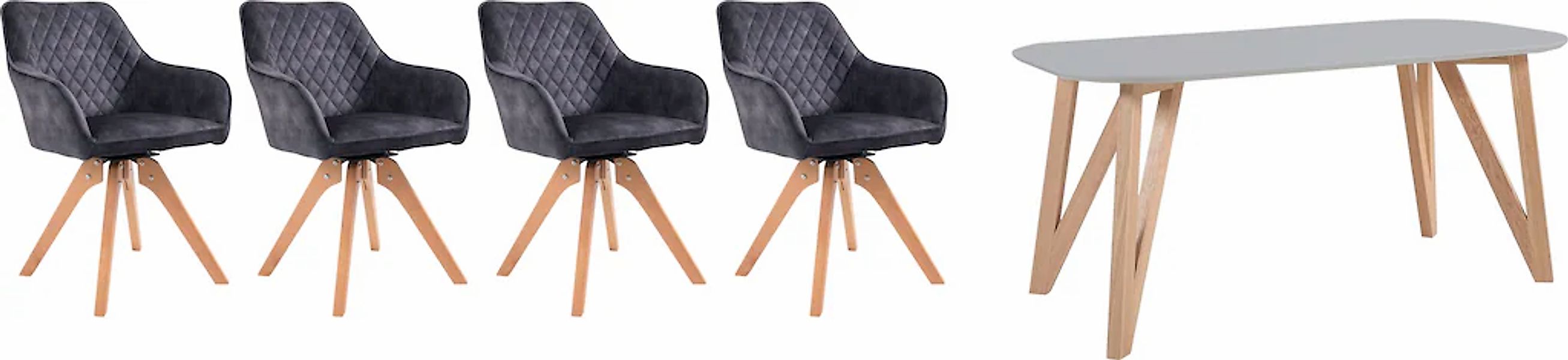 SalesFever Essgruppe "Eleganter Tisch inkl. Stühle" 5-teilige Samtverlours- günstig online kaufen