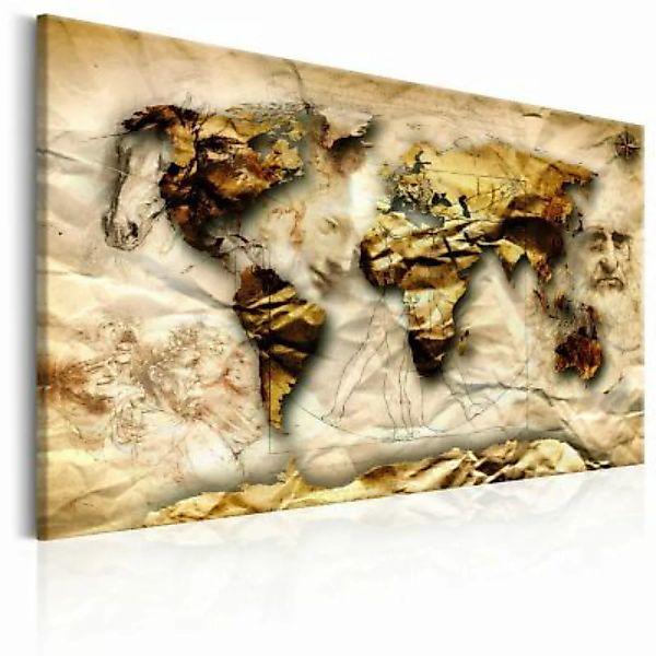 artgeist Wandbild Map: Leonardo da Vinci inspiration mehrfarbig Gr. 60 x 40 günstig online kaufen