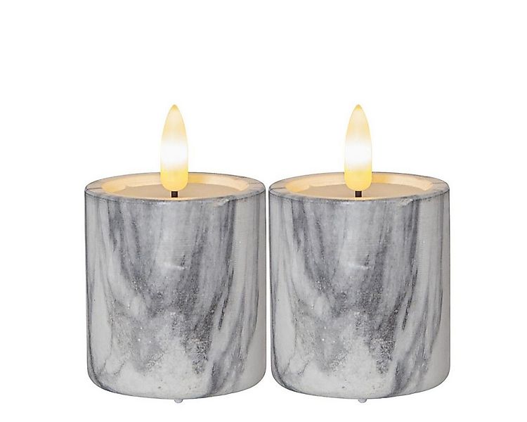 STAR TRADING LED-Kerze LED Stumpenkerze Marmoroptik Zement/Wachs Timer H: 9 günstig online kaufen