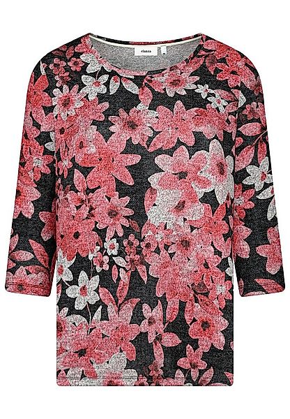 elanza T-Shirt Shirt mit Blüten-Print in Rot/Anthrazit (1-tlg) günstig online kaufen