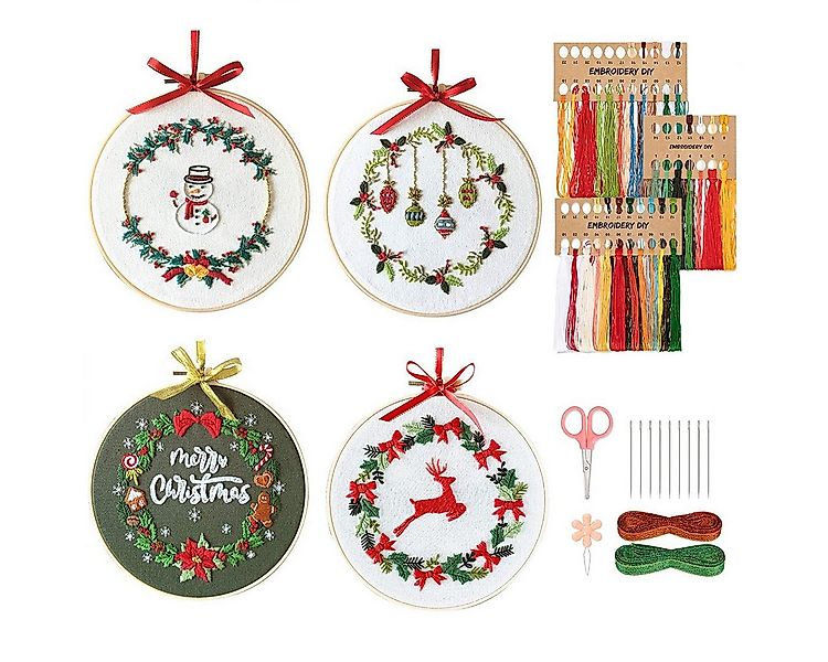 MOPUEA Hängedekoration Stickerei 4 Set Erwachsene Anfänger, Weihnachten Wei günstig online kaufen