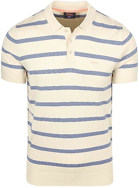 NZA Knitted Poloshirt Stripe Ecru - Größe L günstig online kaufen