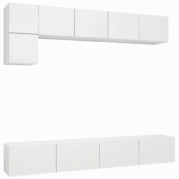 furnicato TV-Schrank 5-tlg. TV-Schrank-Set Weiß Holzwerkstoff (1-St) günstig online kaufen