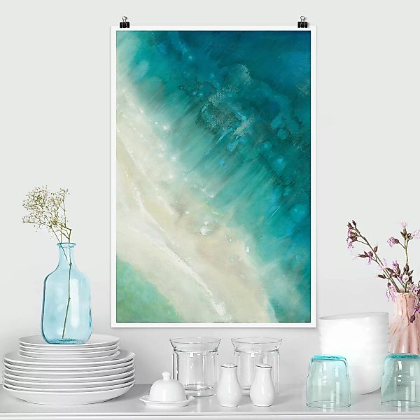 Poster Strandblick mit Meer aus der Vogelperspektive günstig online kaufen