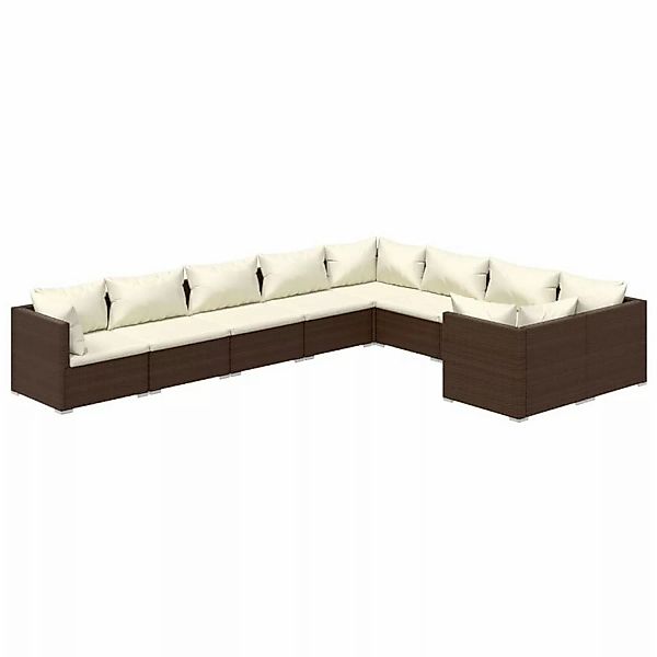 Vidaxl 9-tlg. Garten-lounge-set Mit Kissen Poly Rattan Braun günstig online kaufen