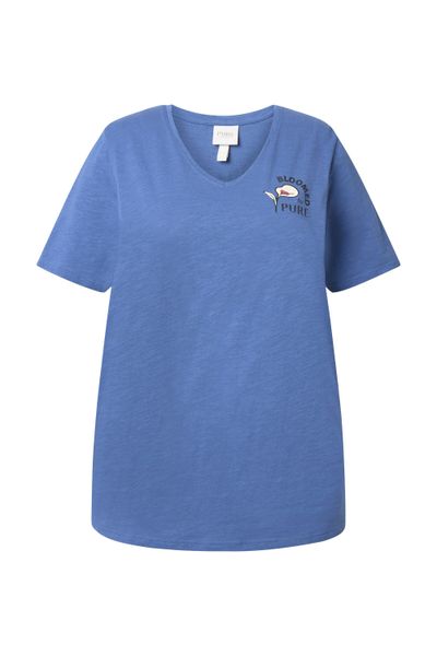 Ulla Popken T-Shirt T-Shirt Blüte V-Ausschnitt günstig online kaufen