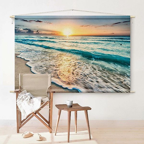 Wandteppich Sonnenuntergang am Strand günstig online kaufen