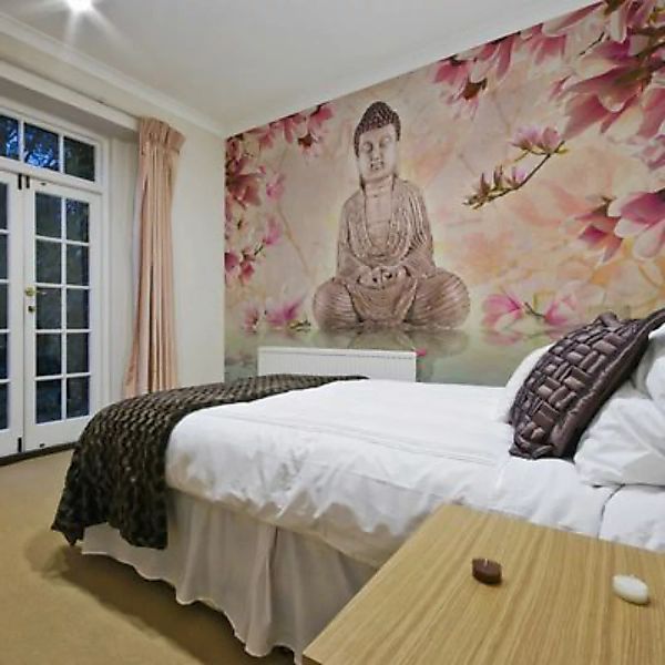 artgeist Fototapete Buddha und Magnolia mehrfarbig Gr. 300 x 231 günstig online kaufen