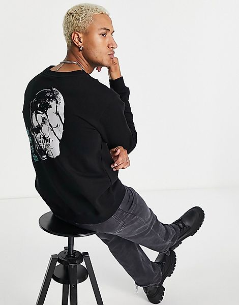 Bolongaro Trevor – Sweatshirt mit Schlitz, Rundhalsausschnitt und Totenkopf günstig online kaufen