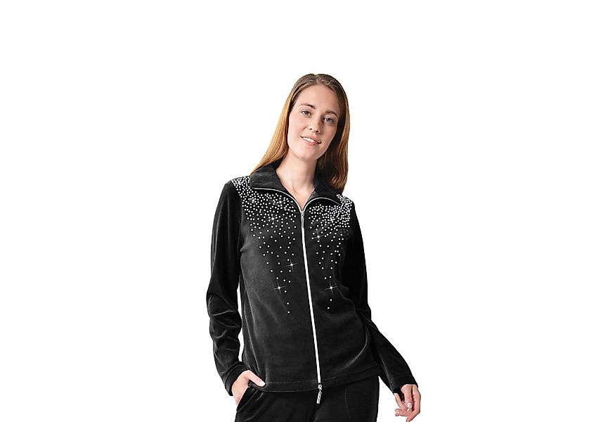 M-Diamant Sweatjacke Eleganten Damen Freizeitjacke Hausjacke Glitzersteinen günstig online kaufen