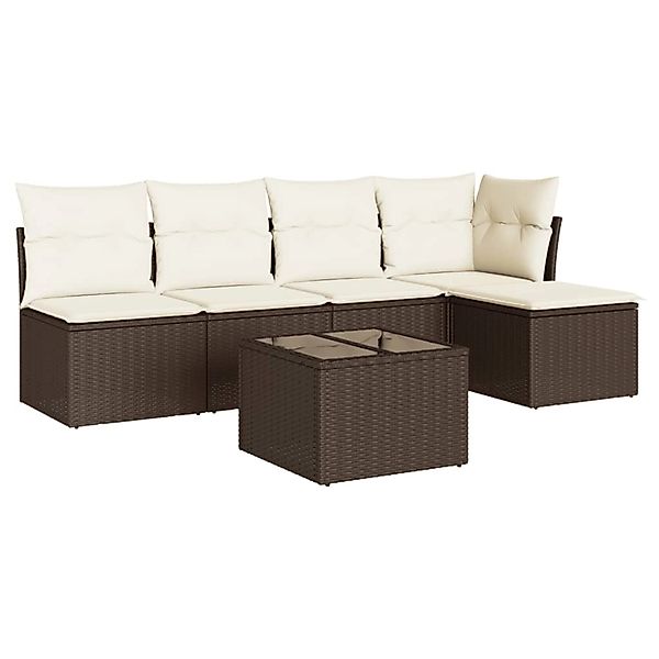 vidaXL 6-Tlg Garten-Sofagarnitur mit Kissen Braun Poly Rattan 3249372 günstig online kaufen