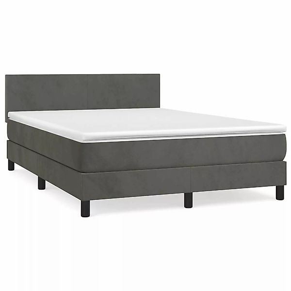 vidaXL Boxspringbett mit Matratze Dunkelgrau 140x190 cm Samt1396994 günstig online kaufen