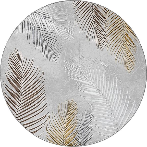 Floornovo Kurzflor Teppich Nr. 123 Rund Blattmuster Durchmesser 200 cm günstig online kaufen