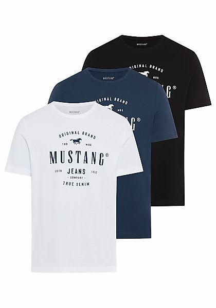 MUSTANG T-Shirt "Style Alex 3-Pack", 3 Stk. mit plakativem Druck günstig online kaufen