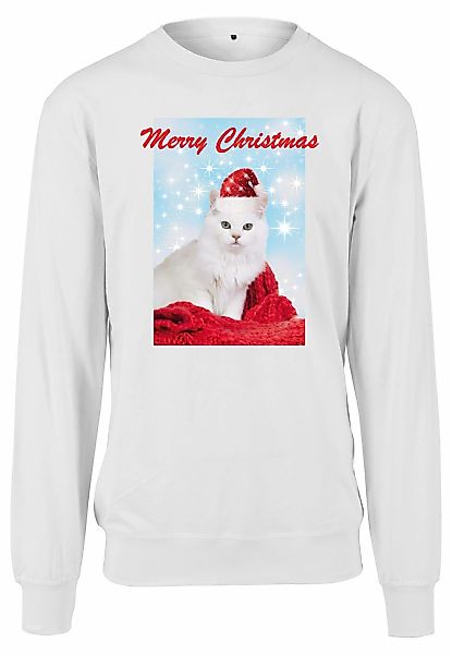 MisterTee Sweater "MisterTee Damen Ladies Merry Christmas Cat Crewneck", (1 günstig online kaufen
