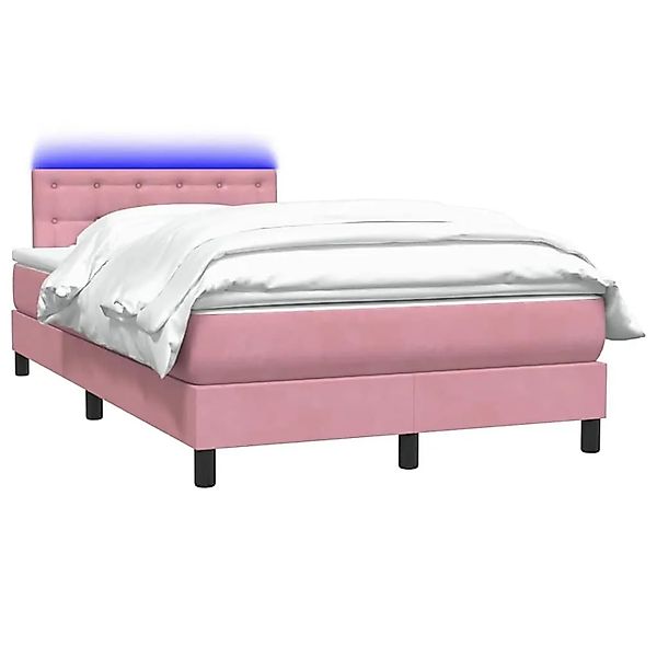 vidaXL Boxspringbett mit Matratze & LED Rosa 120x220 cm Samt 3317312 günstig online kaufen