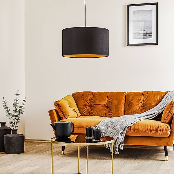 Euluna Roller Hängelampe, schwarz/gold, Ø 45 cm günstig online kaufen